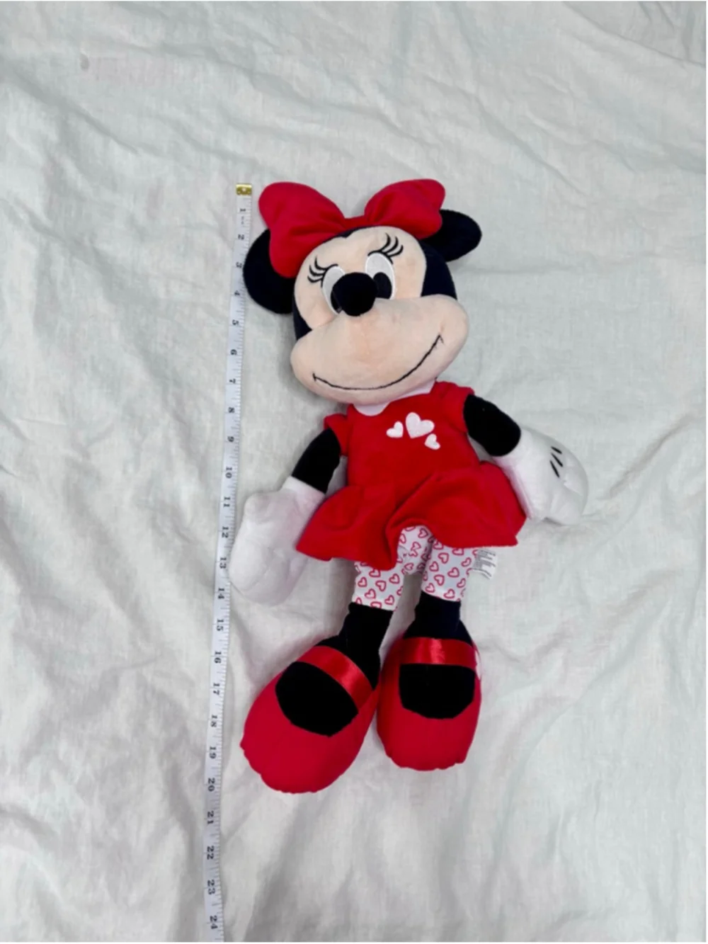 Girls Disney Minnie Mouse Stuffed Animal One Size Red Black heart detail